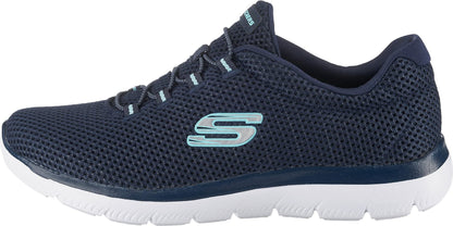 Skechers Womens Summits Artistry Chic Sneaker, Navy Light Blue, 5 UK