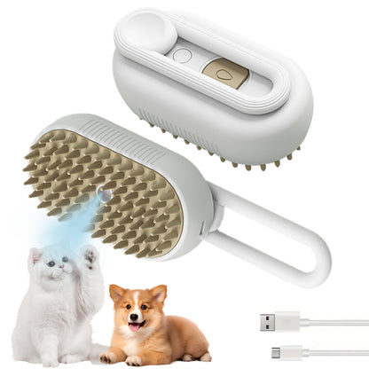 Cat Steam Brush for Shedding Dog Brush with Steam Pet Hair Cleaning Brush Comb for Spray 3 in 1 Pet Grooming for Long & Short Haired Pets – Spritz Defur Comb for cats(grey)