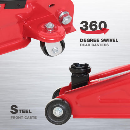BIG RED T82012GS-1 Torin Hydraulic Trolley Service Lift Jack/Portable Floor Jack with Special Slow Release and Blow Mold Carrying Storage Case : 2 Ton (4,000 lb.) Capacity, Red