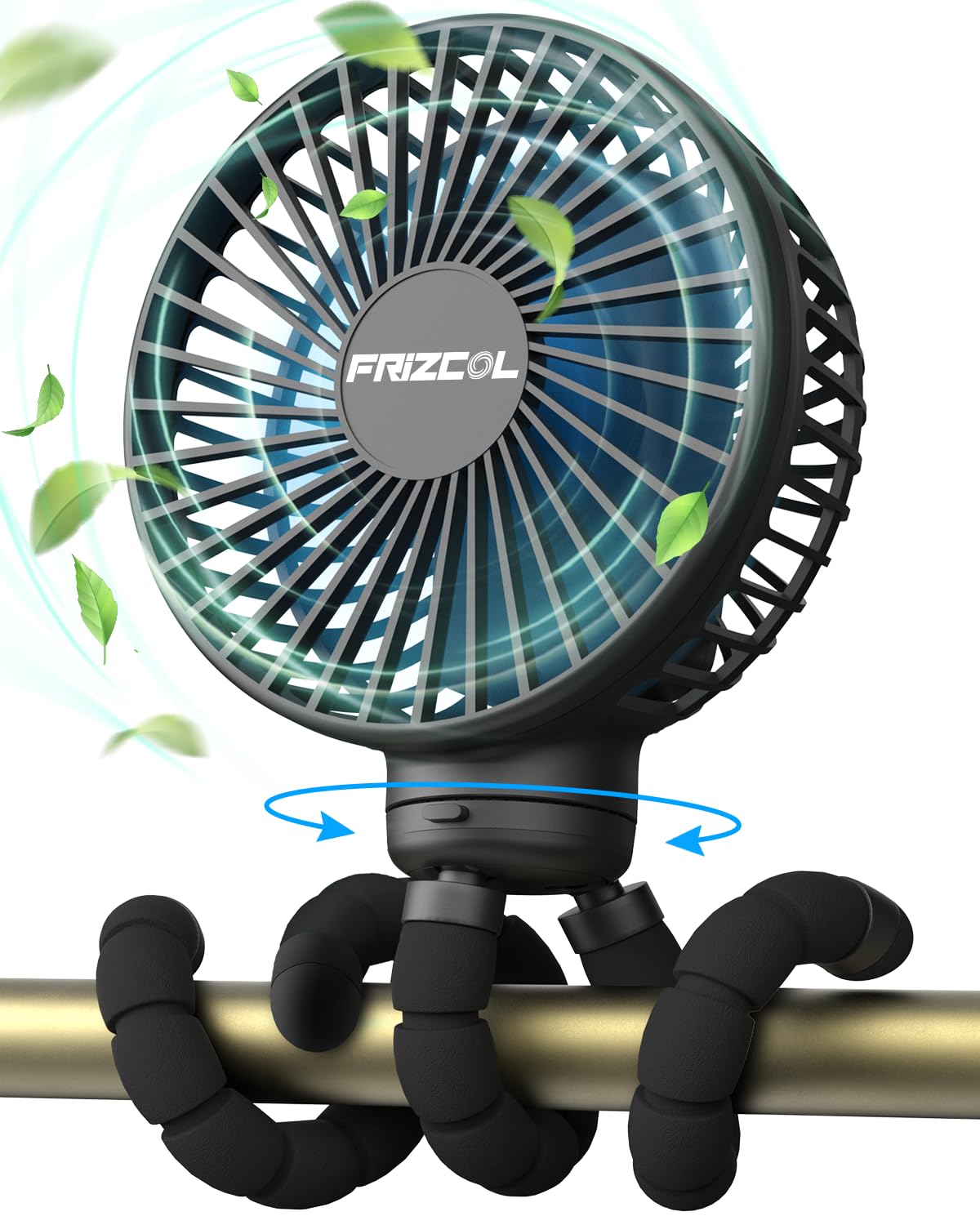 FRIZCOL Stroller Fan for Baby - Portable Fan Rechargeable - Battery Operated Fan(Use for 24Hrs) - Fan for Handheld/Clip On/Car Seat/Desk/Camping
