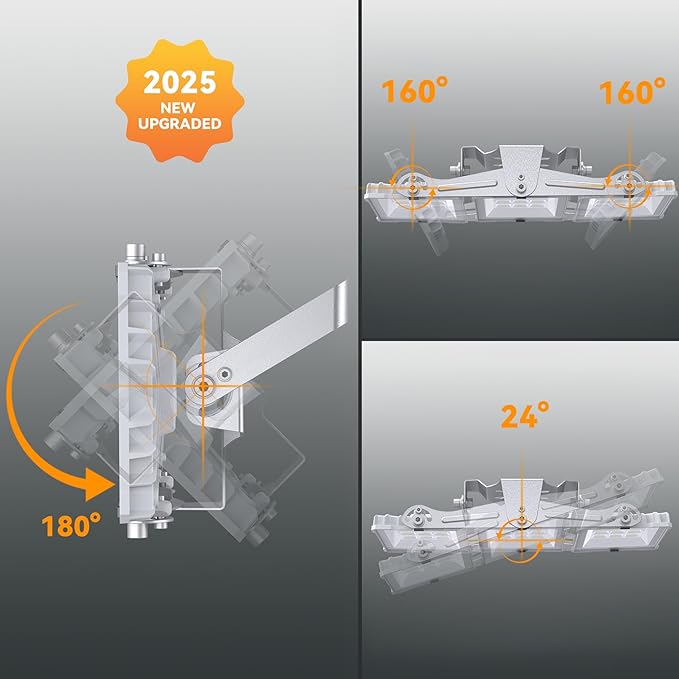 150W 2025 Plus New Upgraded LED Flood Light Outdoor, 15000LM Super Bright Stadium Lights, 6000K Daylight White, IP66 Waterproof, 3 Heads Adjustable Outdoor Floodlight for Yards, Arena, Garden