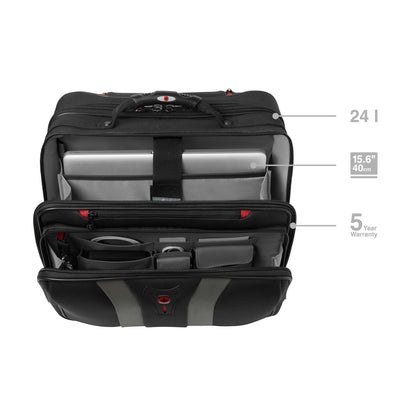 Wenger 600659 Granada 15.6 Inch Wheeled Laptop Case, Padded Laptop Compartment and Overnight Compartment in Black/Grey (24 Litre)
