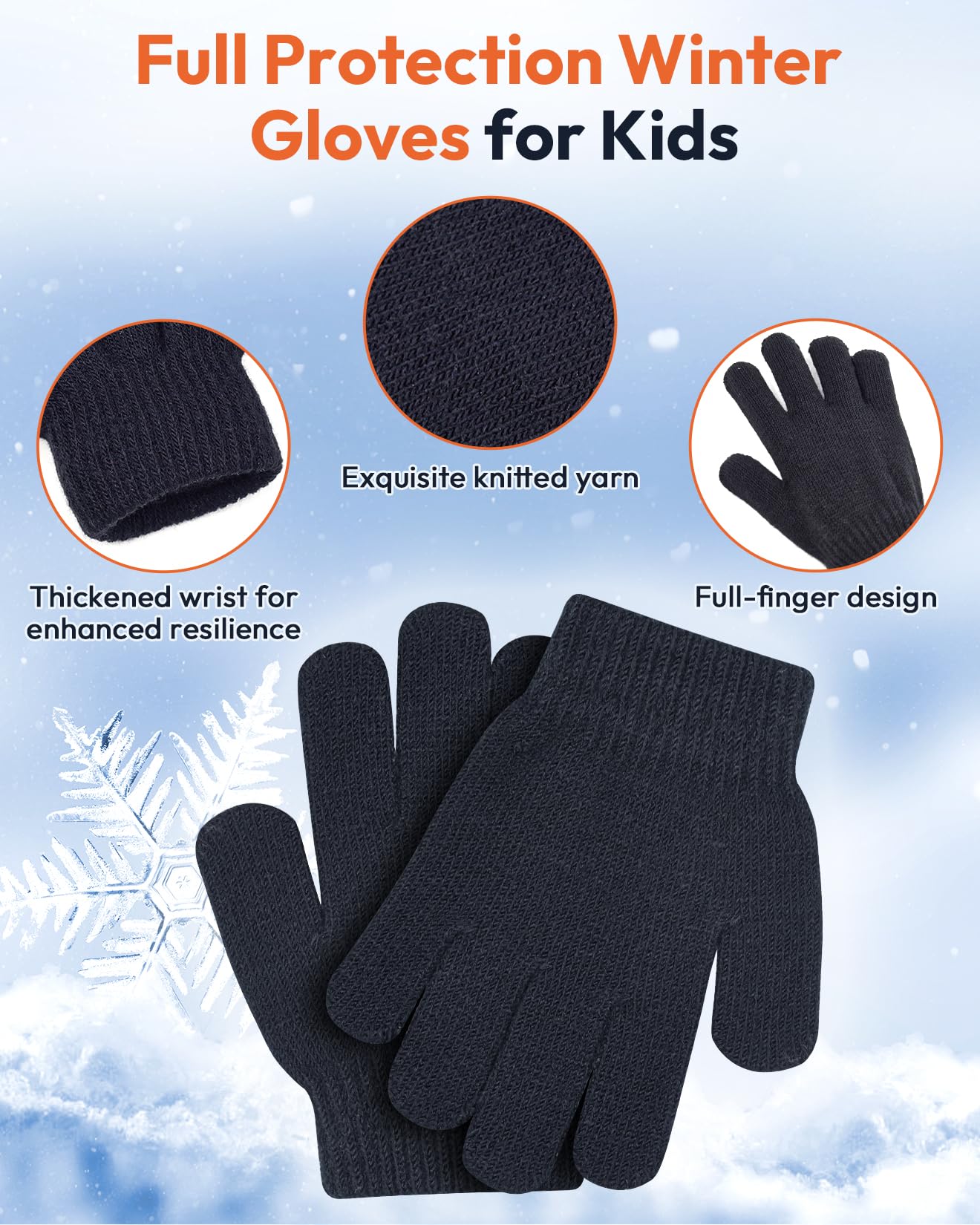 EAONE Kids Winter Hat Gloves Scarf Set, Knitted Toddler Beanie Cap, Mitten Gloves, and Neck Warmer for Boys Girls Aged 5-12