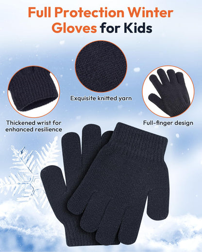 EAONE Kids Winter Hat Gloves Scarf Set, Knitted Toddler Beanie Cap, Mitten Gloves, and Neck Warmer for Boys Girls Aged 5-12
