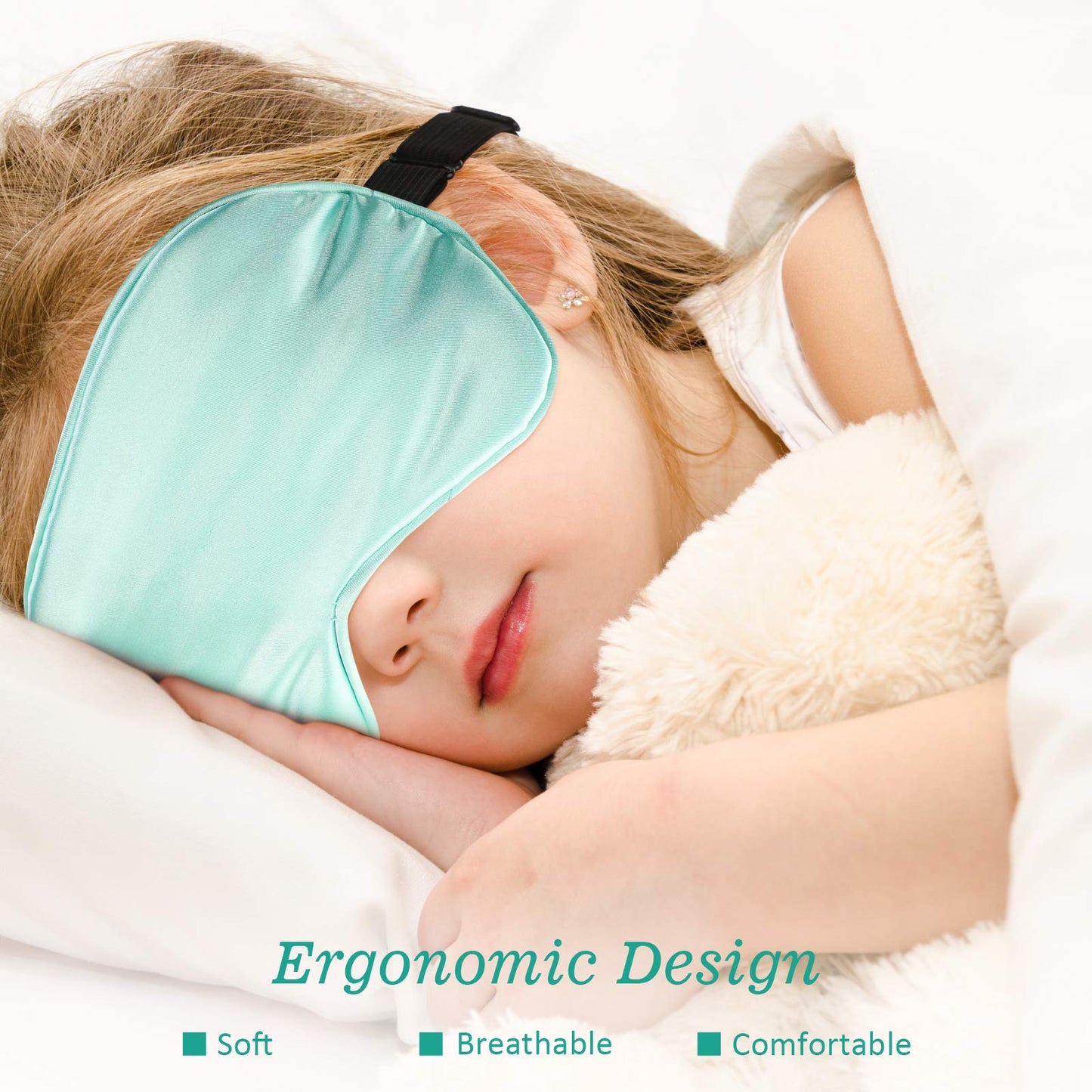 BBTO 4 Pcs Silk Sleep Eye Masks Smooth Soft Satin Eye Covers with Adjustable Strap Blindfold for Sleeping Blocking Out Lights Travel Relaxation (Royal Blue, Dark Green, Navy Blue, Black)