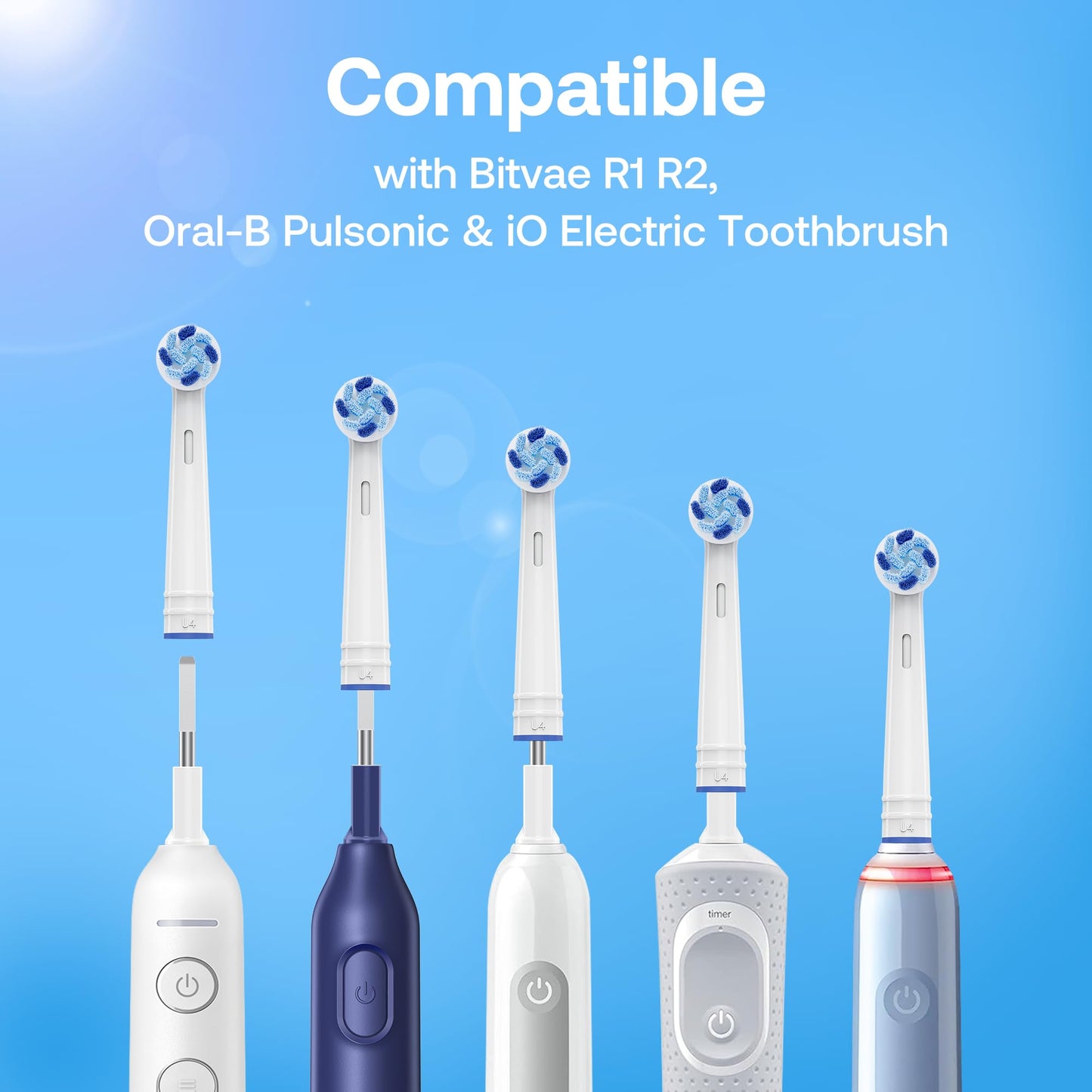 Bitvae Rotating Electric Toothbrush with 8 Brush Heads for Adults and Kids, Travel Case, 5 Modes Rechargeable Power Toothbrush with 2-Minute Smart Timer, 60-Day Battery Life, Dark Blue