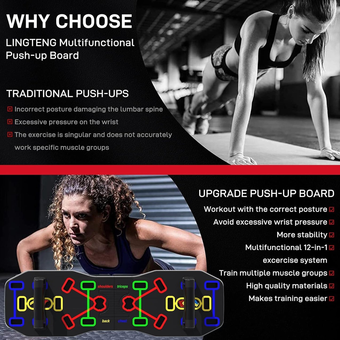 AERLANG Push Up Board, Foldable 10 in 1 Push Up Bar with Resistance Bands,Portable Multi-Function Push up Handles for Floor,Professional Push Up Strength Training Equipment