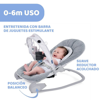 Chicco Hoopla Hammock with Play Bow Rocking System and Reducer 0-18kg Denim Grey (Titanium)