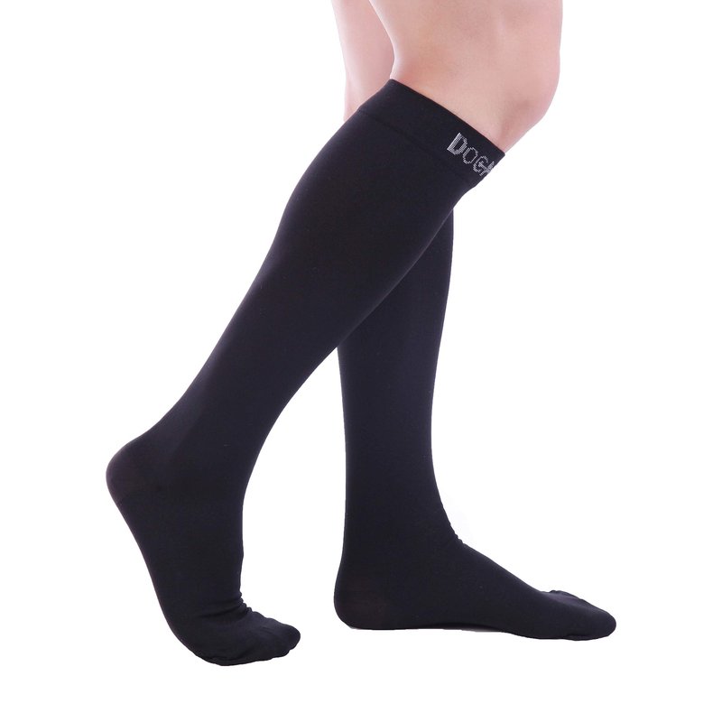 Doc Miller - Compression Socks for Women & Men - 8-15 mmHg Knee High, Medical Grade Support - Best for Sport, Travel, Nurse, Pregnancy, Circulation & Varicose Veins - 2X-Large Size, Black, 1 Pair