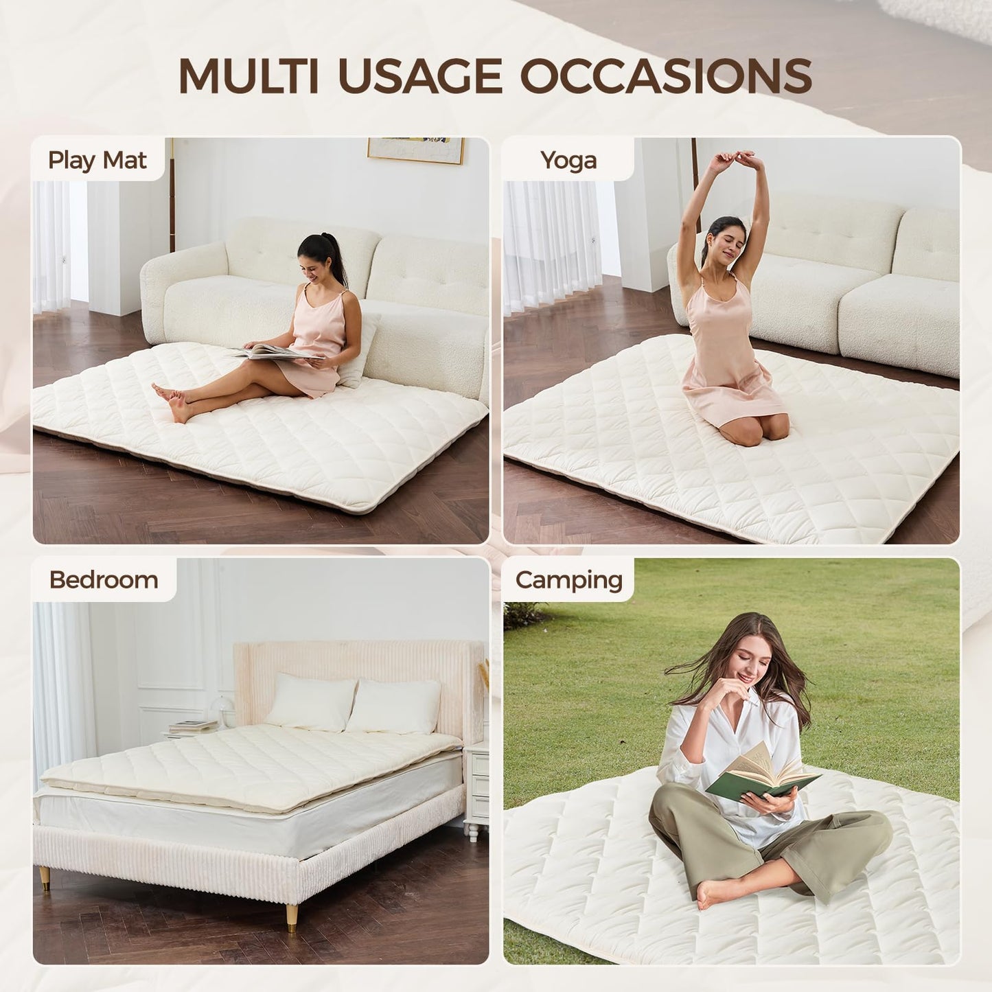 Miisong Japanese Floor Mattress with Washable Cover, Folding Futon Mattresss, Tatami Mat Sleeping Pad with Thicken Memory Foam, Roll Up Floor Lounger Bed for Kids Adults (Twin 80"×39"×2.6")