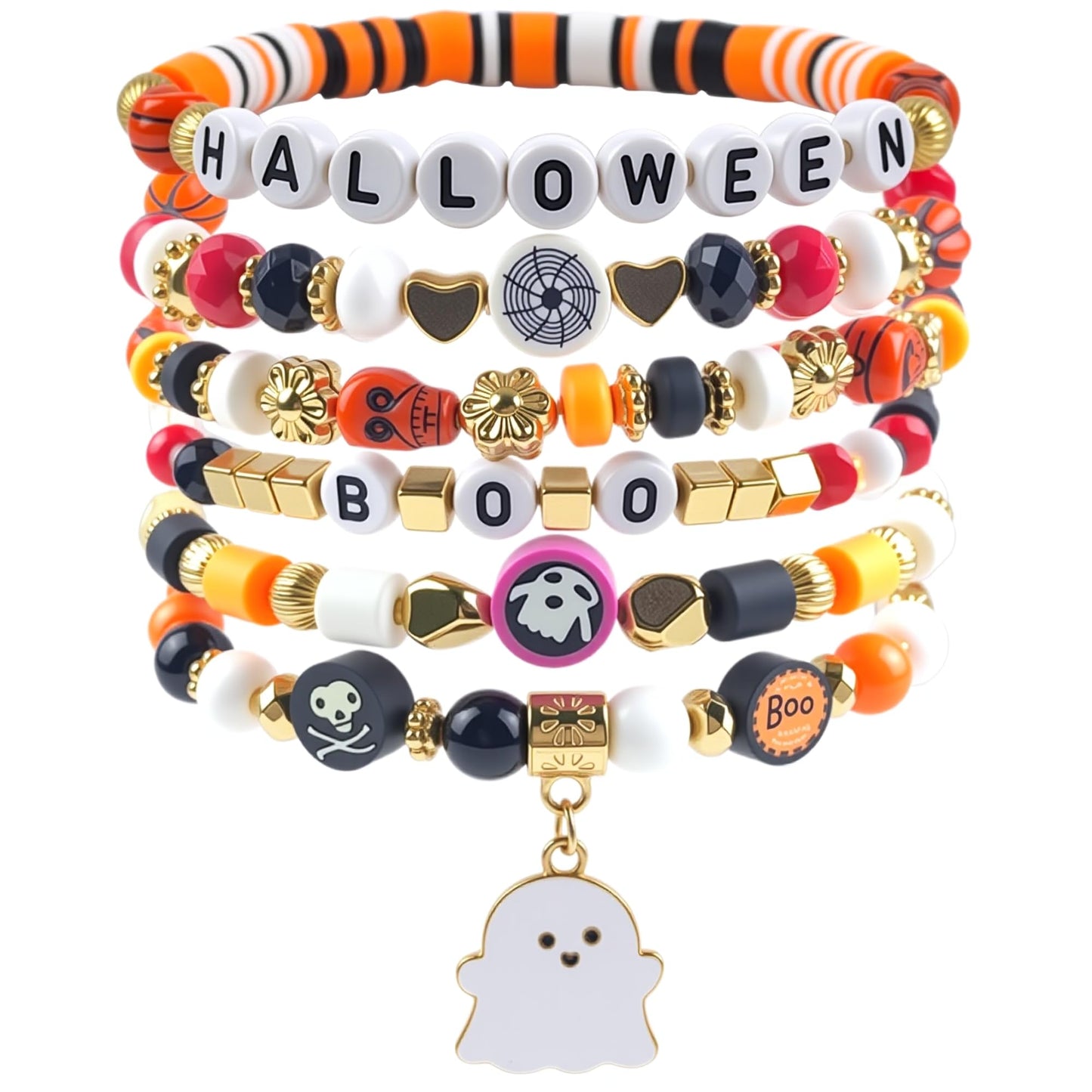 OHOME Halloween Party Favors - 6 Pack HALLOWEEN Bracelets | Halloween Costumes Shirts Pajamas Sweatshirts for Women 2025 - HALLOWEEN Decorations Accessories Gifts Makeup Dress for Adults Girls