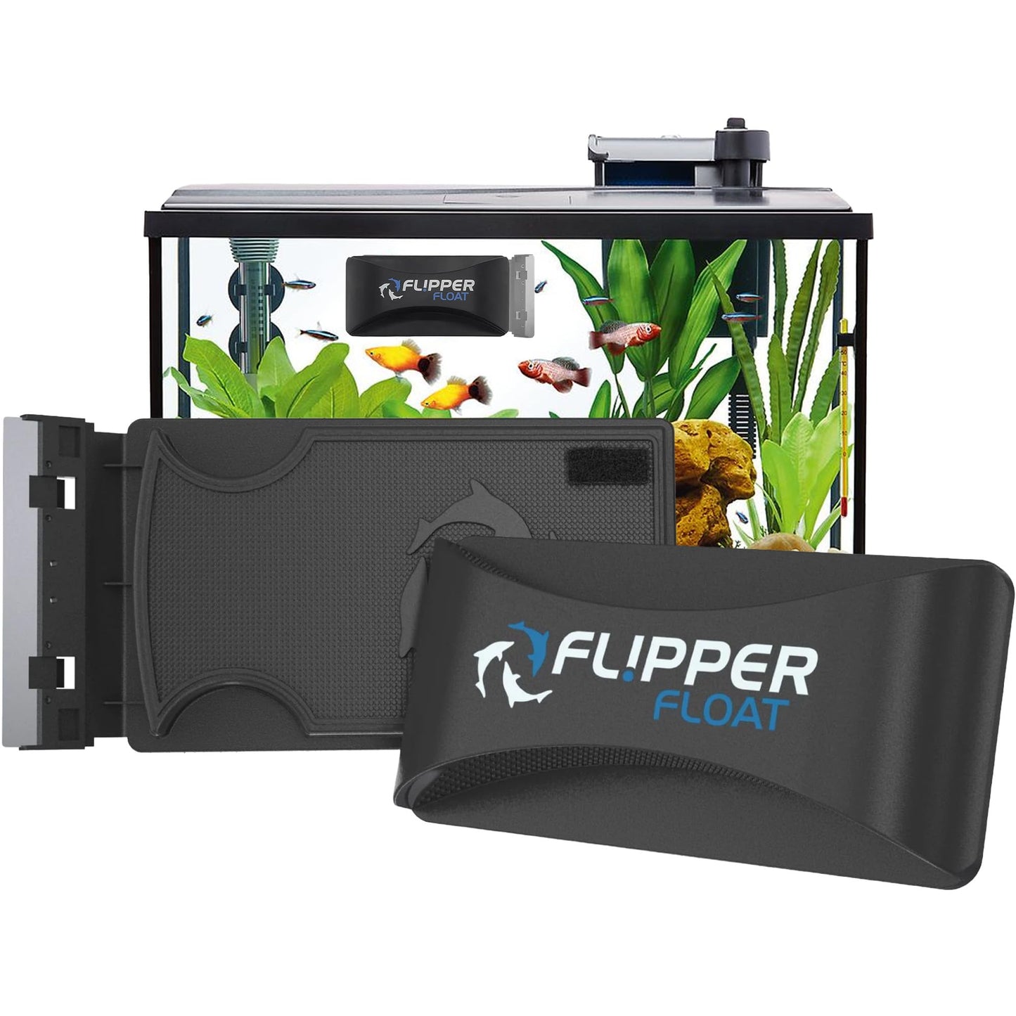 FL!PPER Flipper Cleaner Float - 2-in-1 Floating Magnetic Aquarium Glass Cleaner - Fish Tank Cleaner - Scrubber & Scraper Aquarium Cleaning Tools - Floating Fish Tank Cleaner, Standard