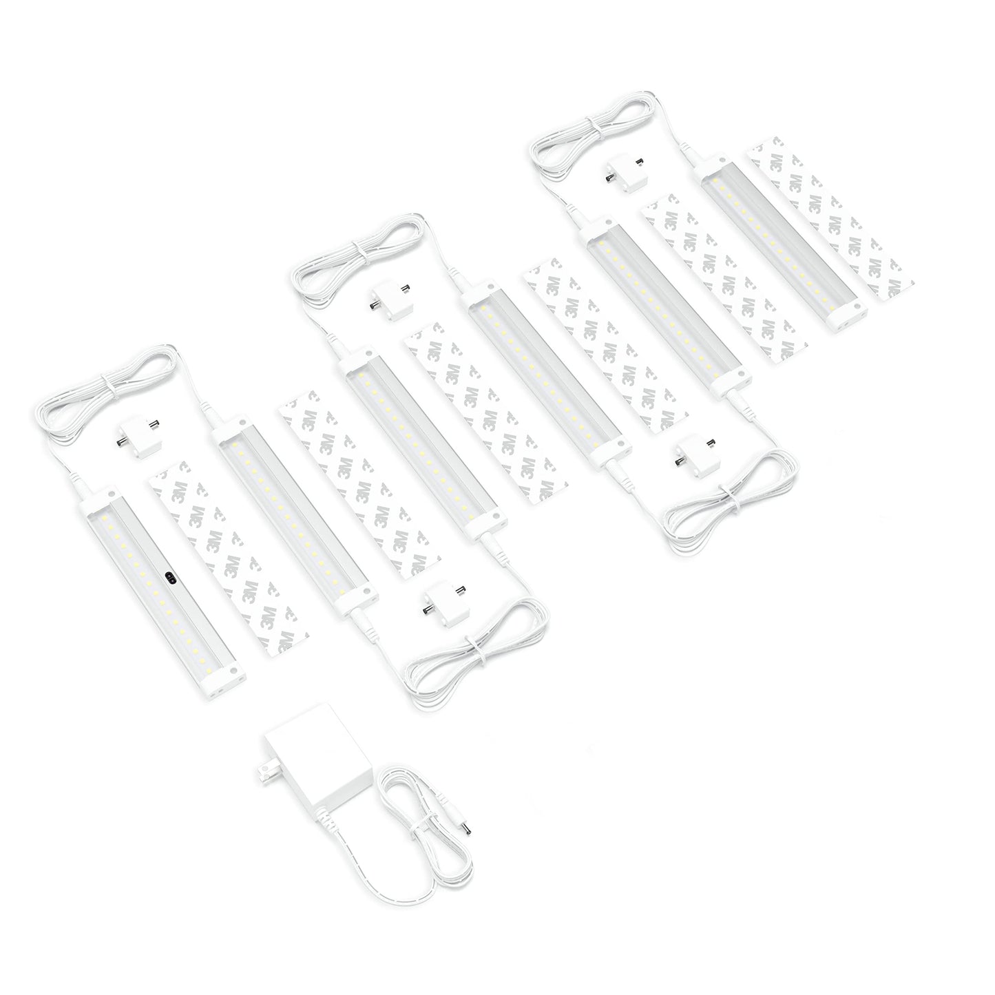 EShine Hand Wave Activated Under Cabinet LED Lighting Kit, Dimmable, 6-Pack 7 in - Touchless Dimming Control, White Under Counter Lights for Kitchen, Garage, Office, Desk - Warm White (3000K)