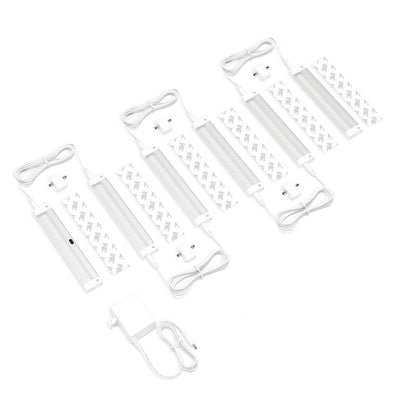 EShine Hand Wave Activated Under Cabinet LED Lighting Kit, Dimmable, 6-Pack 7 in - Touchless Dimming Control, White Under Counter Lights for Kitchen, Garage, Office, Desk - Warm White (3000K)