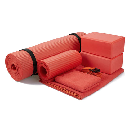 BalanceFrom 7-Piece Yoga Set with 71x24x0.5 Inches Extra Thick Mat and Carrying Sling – Includes 2 Blocks, Stretch Strap, 2 Towels, and Knee Pad for Home, Studio, and Gym Workouts
