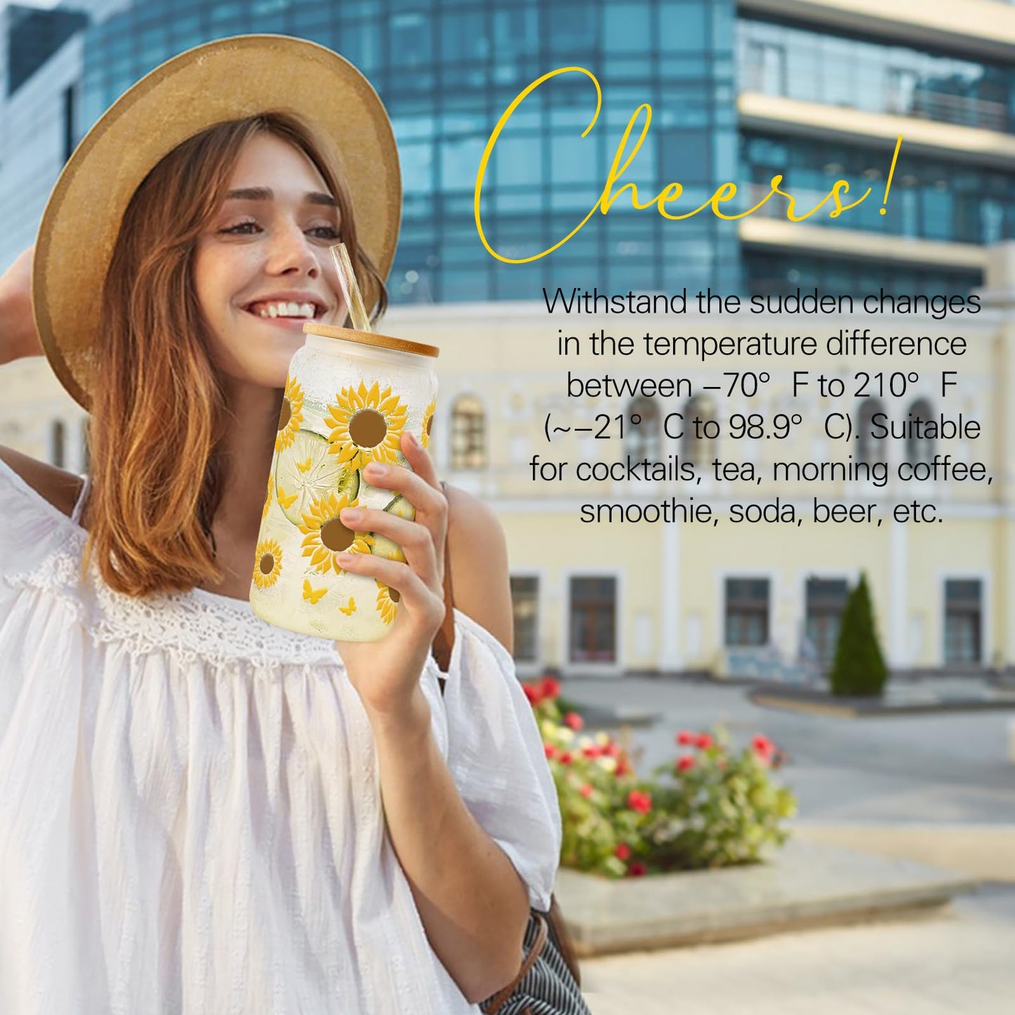 Birthday Gifts for Women Sunflower Gifts Get Well Soon, Sending Sunshine Gift Baskets, Self Care Spa Gift for Women Her Mom Best Friends Sister, Thank You Christmas Day w/Glass Cup