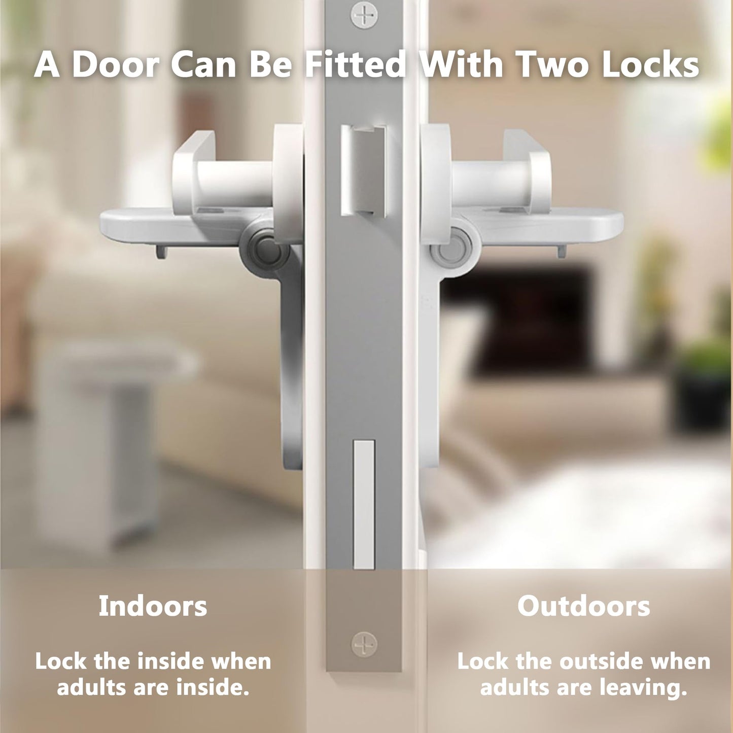 Cispree Door Lock for Children-2Pack, Baby Door Safety Locks, Door Handle Lock Without Drilling, Temporary Lever Stopper for Toddler and Pets Safety Proof, Stick on Kitchen Bathroom or Bedroom