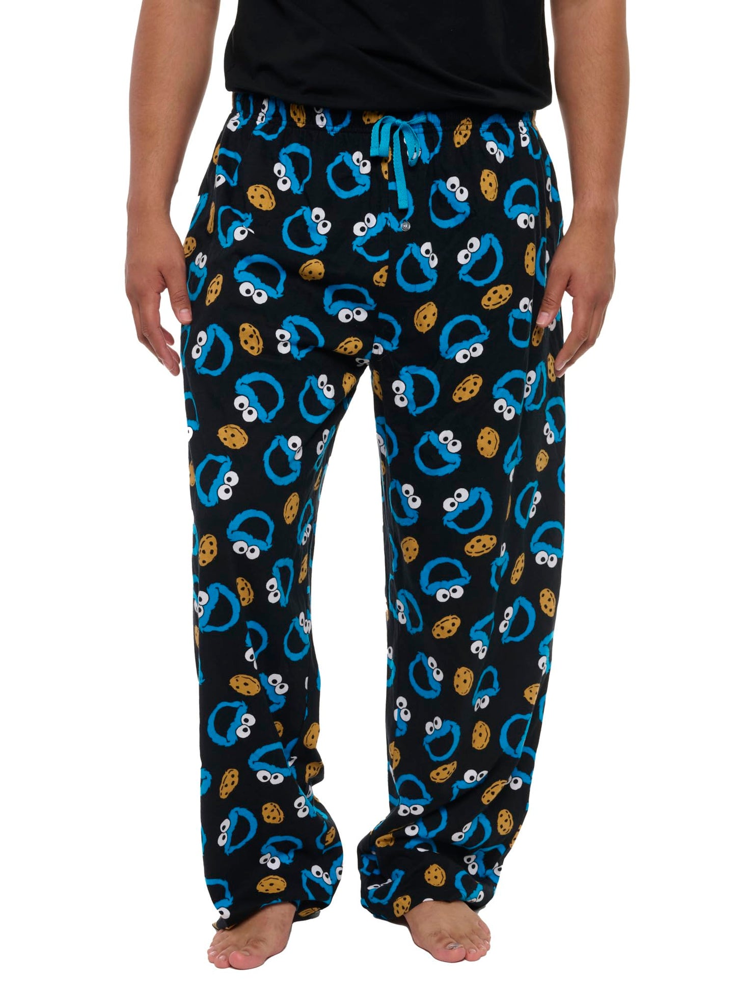 360 Threads Mens Lounge Pants Novelty AOP Pajama Bottoms (Cookie Monster, Medium)