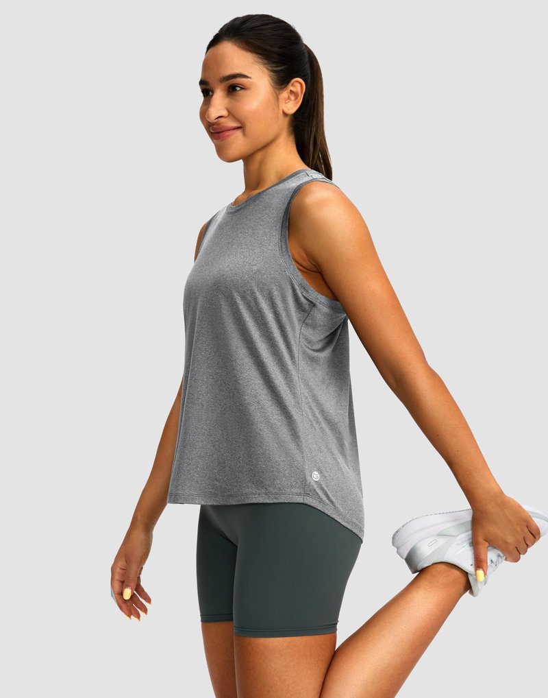 Women's Workout Tops Racerback Athletic Tank Tops Sleeveless Loose Fit Yoga Running Gym Shirts for Women(Heather Grey,M)