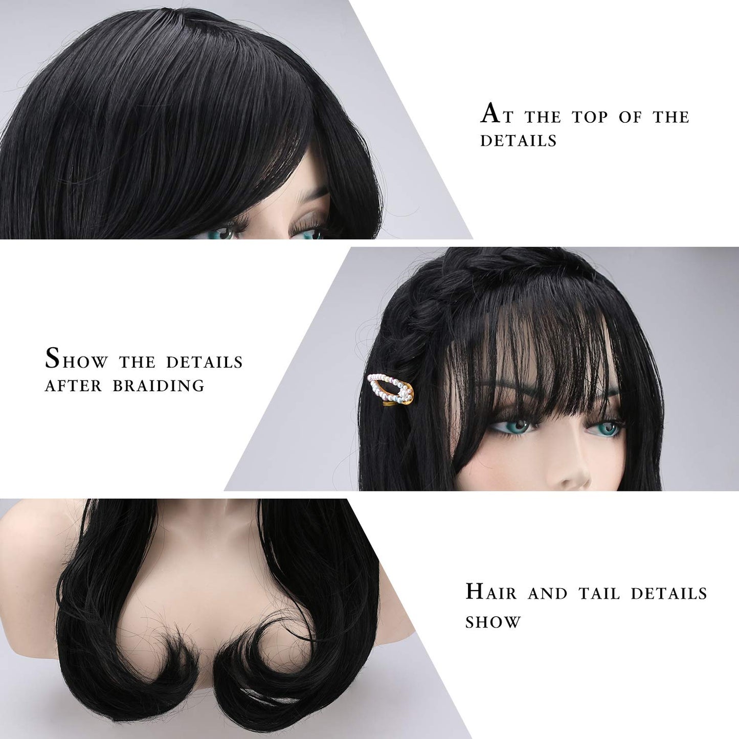 Akstore 28 inch Fashion Wigs Long Wavy Curly Hair Cosplay Wig & Wig Cap (Black)