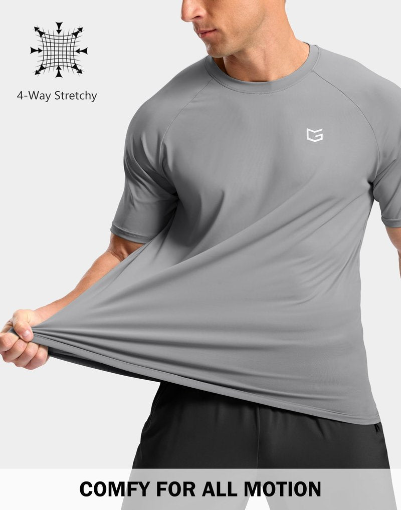 G Gradual Men's Athletic Workout T-Shirts Moisture Wicking Cooling Running Shirts Short Sleeve Performance Tee for Gym Tennis(Light Grey,4XL)