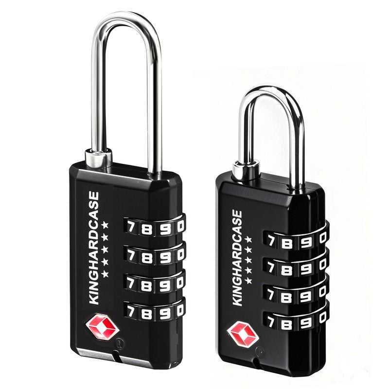 Kinghardcase 2 Pack TSA Locks for Luggage, 4-Digit Combination Travel Locks for Gun Cases, Toolboxes, Ammo Cases, Bags, Suitcases, Backpacks, Resettable Zinc Alloy Lock with Hook