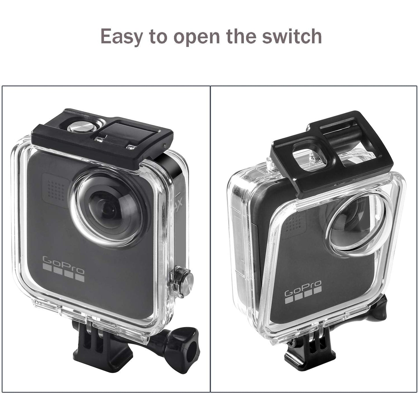 Waterproof Housing Case for Gopro Max Action Camera, Underwater Diving Protective Shell 30M with Bracket Accessories (Not for MAX 360 2025)