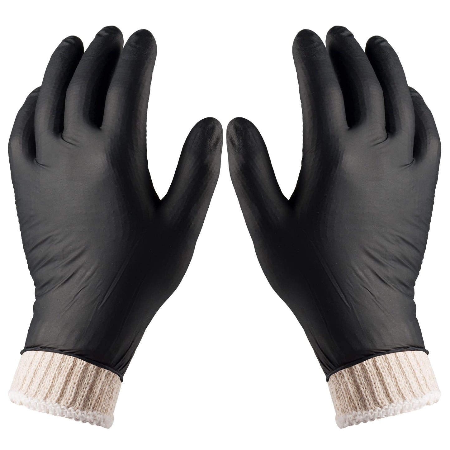 Nechtik BBQ Gloves disposable - 4 Cotton Glove Liners and 100 Disposable Gloves, Machine Washable Cotton Liners - Powder Free Latex Free, Black Nitrile Gloves