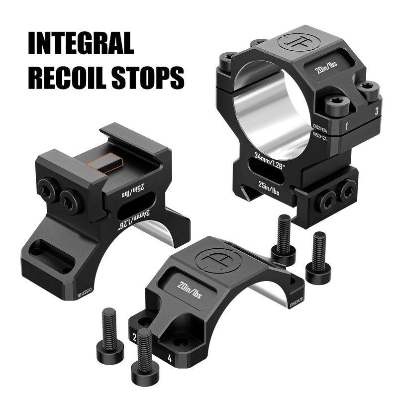 DISCOVERYOPT Precision Scope Rings, Precision Lapped Riflescope Mounts for Picatinny Rails (34mm-1.26 inches)