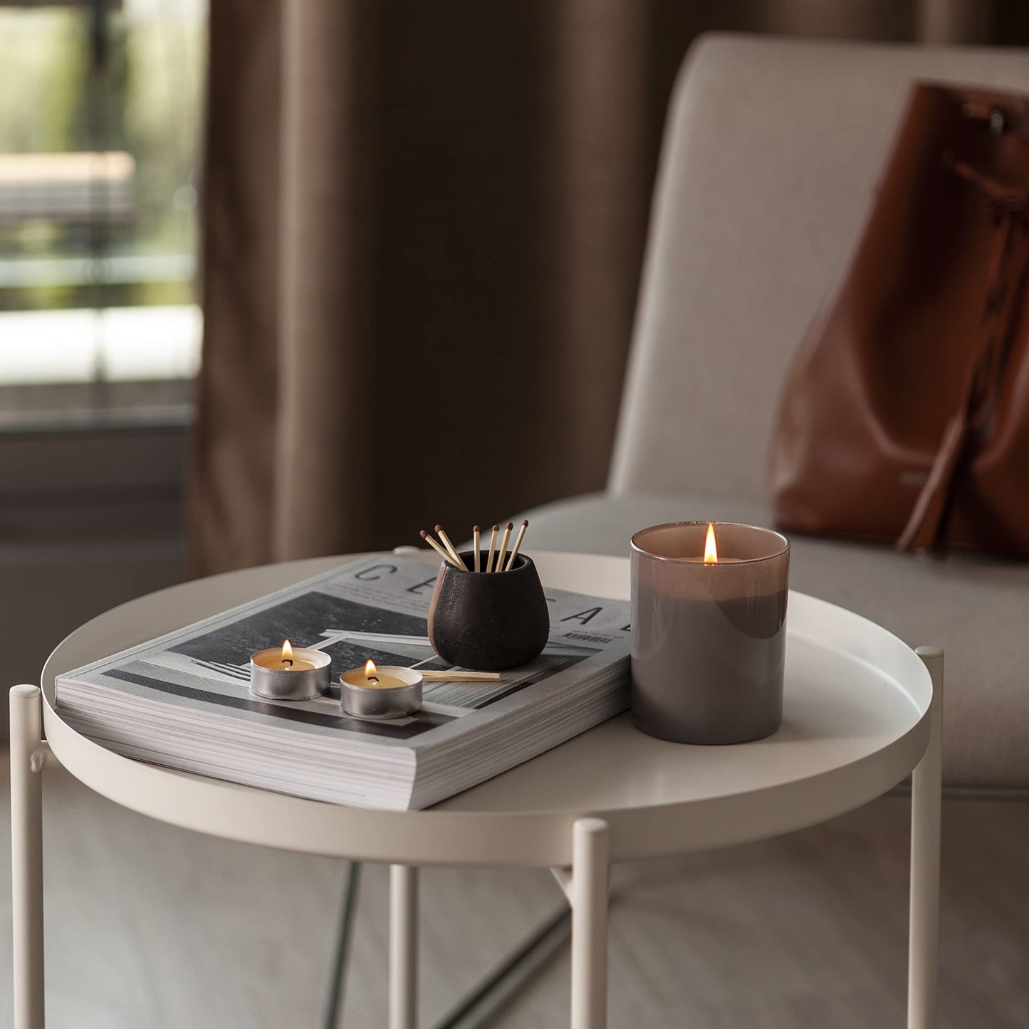 Ceramic Match Holders with Striker - Set of 2 - Decorative Modern Home Decor Gifts - Mantel Decorations - Matches NOT included