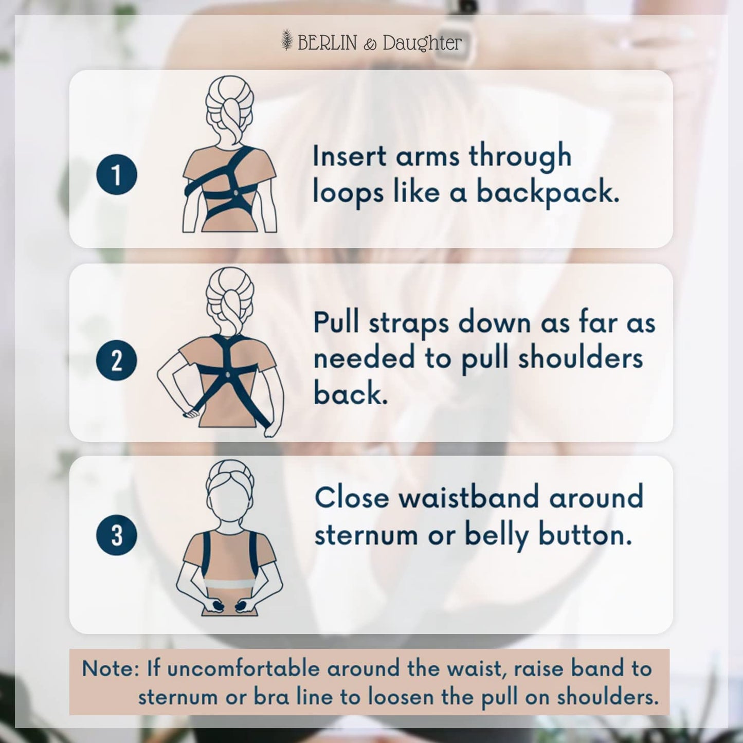 Berlin & Daughter Posture Corrector - Fully Adjustable Breathable Clavicle Chest Back Support Brace for Improves Posture & Provide Lumbar Support Back Pain Relief - Perfect for Men & Women - Large