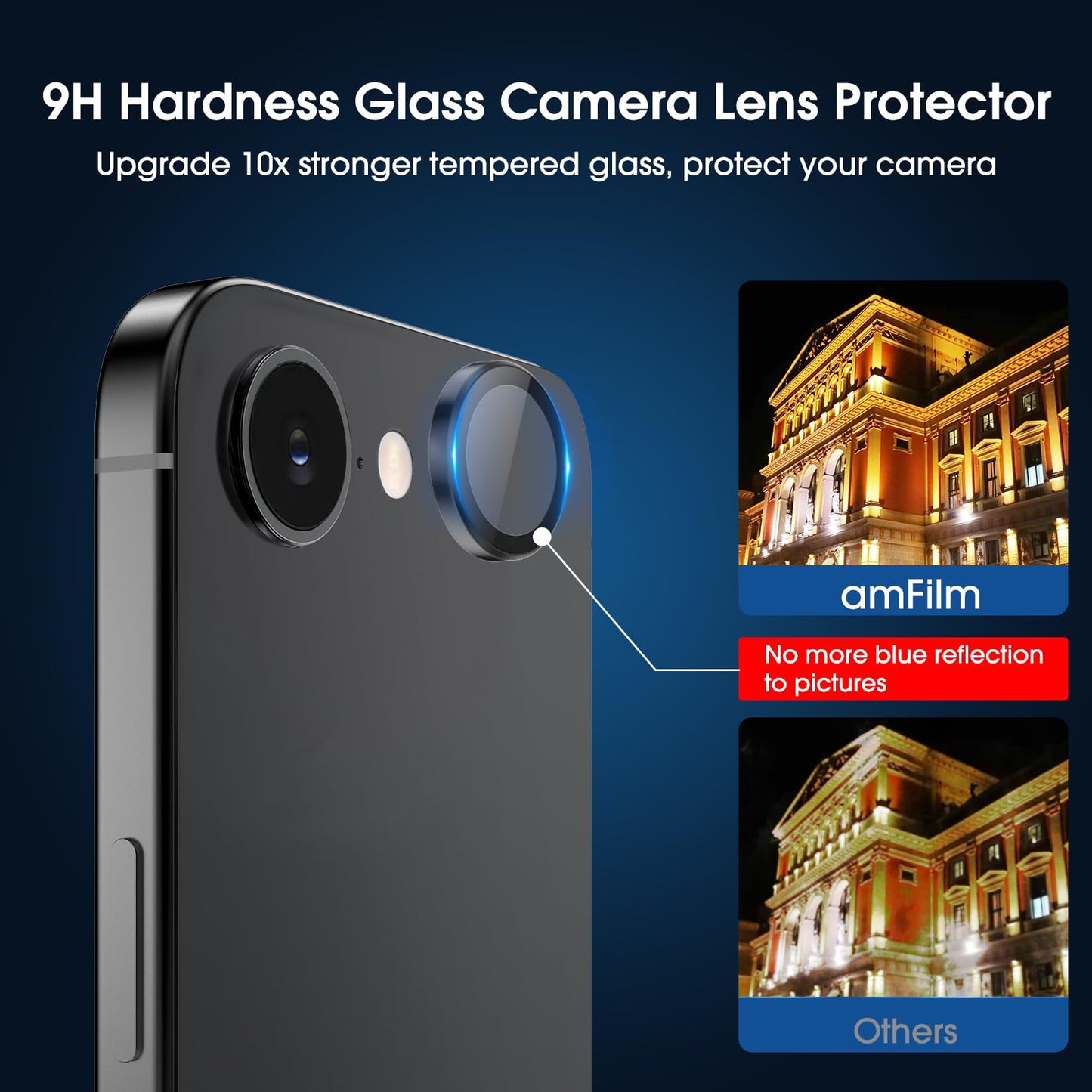 amFilm Auto-Alignment OneTouch for iPhone 16 [6.1''] Screen Protector + Camera Lens Protector, Tempered Glass, 30 seconds Installation, Bubble Free, Case Friendly, Anti-Scratch [2+2 Pack]