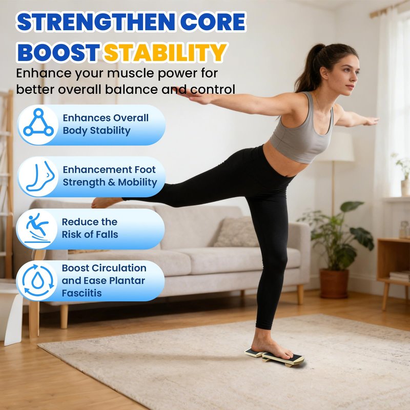 JUMPOW Ankle Balance Board Trainer - Adjustable Axis Board Foot Strengthener, Stability Trainer For Ankle & Leg Exercise, Balance Training, Physical Therapy, Mobility Core Workout At Home Or Gym