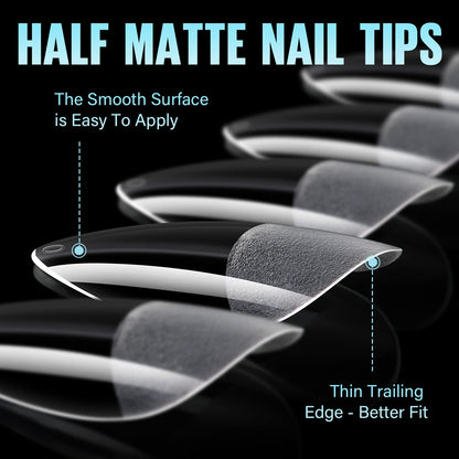 TOMICCA Short Nail Tips Extra Short Square Nail Tips, 192Pcs Fake Nails 12 Sizes Acrylic Clear Nails for Beginner and Professional DIY Gel Nails Salon