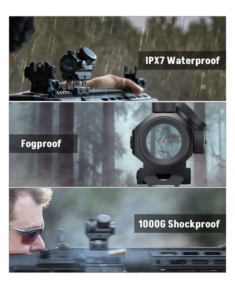 MidTen Rechargeable Red Dot Sight, 1x20mm 2 MOA Red Dot, Waterproof & Shockproof & Fog-Proof Chargeable Red Dot Scope with Lower 1/3 Co-Witness Riser