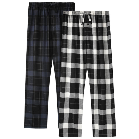 BAMBOO COOL Men's Pajama Bottoms Plaid Pajamas Pants for Men Soft Long Lounge Woven Pj Sleep Pant with Pockets