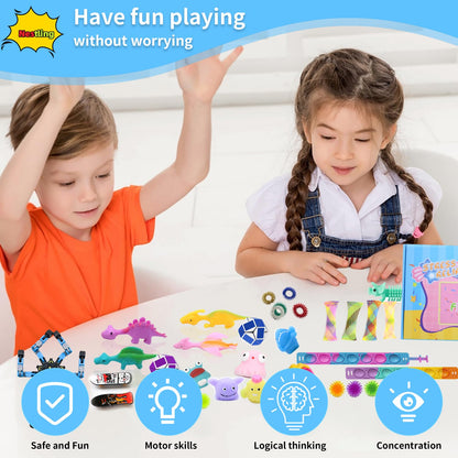 SINZUX Fidget Toys Pack, 50 Pcs Sensory Fidget Toys Set, Stress Anxiety Relief Squishy Fidget Toy for ADHD Autism Autistic Kids Adults, Party Bag Fillers Birthday Gifts for Teen Children Adult