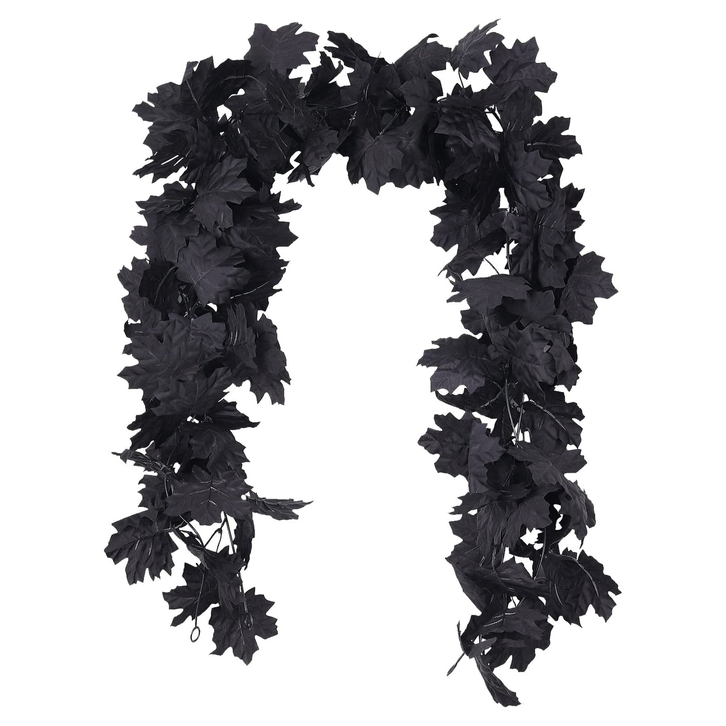 RECUTMS Fall Decor Black Garland, Black Decorations Halloween Garland, Fall Wall Hanging Maple Leaves, Artificial Maple Leaf Vine, Halloween Decorations Clearance,Decoration for Home, Pack of 2