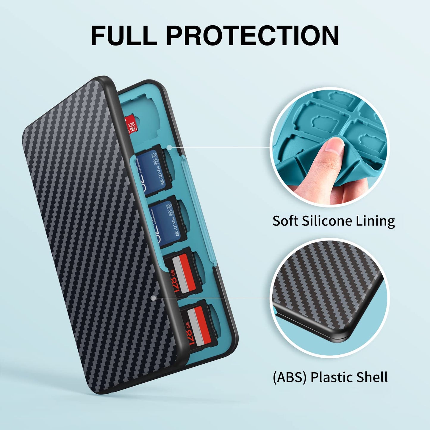 HEIYING Memory Card Case for SD/TF Cards,Portable SD Card Holder Storage Case Compatible with 20 SDXC SDHC and 20 TF Cards Slots