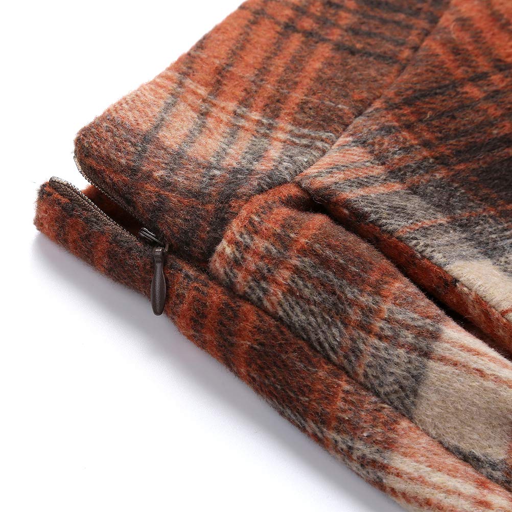 Orange Skirt for Women Fall Winter Outfits Halloween Clothes for Women Pumpkin Dress Maxi Long Plaid Skirts 2025 (Medium, Long Orange)