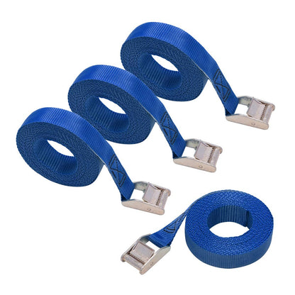 Amazon Basics Tie-Down Straps, 2.5 m Long, 25mm Wide, 150kg Load Capacity - Blue (4-Pack)
