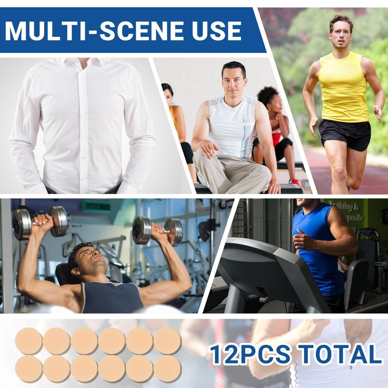 Funnysoft 12 Pcs 4/12 Pcs Nipple Covers Men Reusable Silicone, No Show Anti-Chafe Sweat-Resistant Sport Men Nipple Shield for Runner Gym
