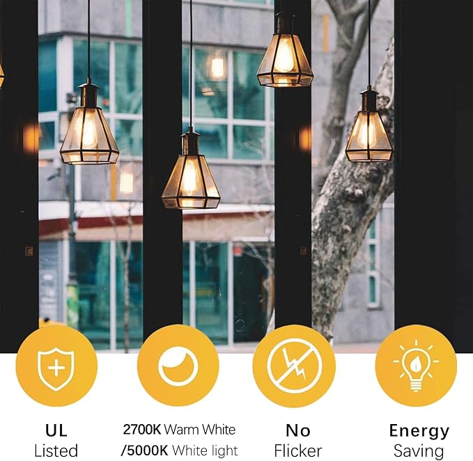 LED Light Bulbs Edison dimmable Bulbs Warm White 2700K Light Bulbs,E26 Base Energy Saving Equivalent 60W Incandescent watt,Antique Glass Style for Home, Bedroom. (2700k Warm White, 6-Pack)