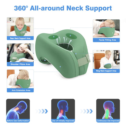 jiaao Neck Pillow Airplane, Memory Foam Travel Neck Pillows for Long Flight, 3D Eye Masks, Ear Plugs and Portable Drawstring Bag, Napping Pillow for Home, Road Trips, Sleep Rest and Travel Use