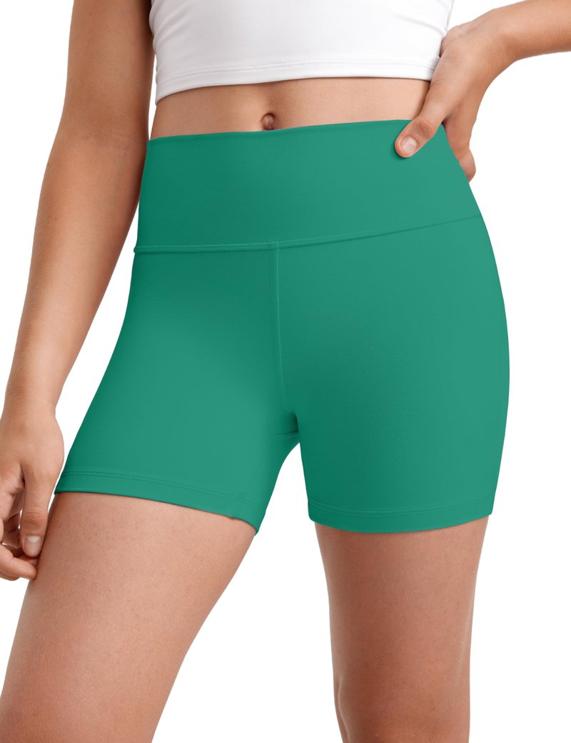 CRZ YOGA Girls Butterluxe High Waist Athletic Biker Shorts - Dance Yoga Casual Kids Teen Summer Cascadia Green Medium
