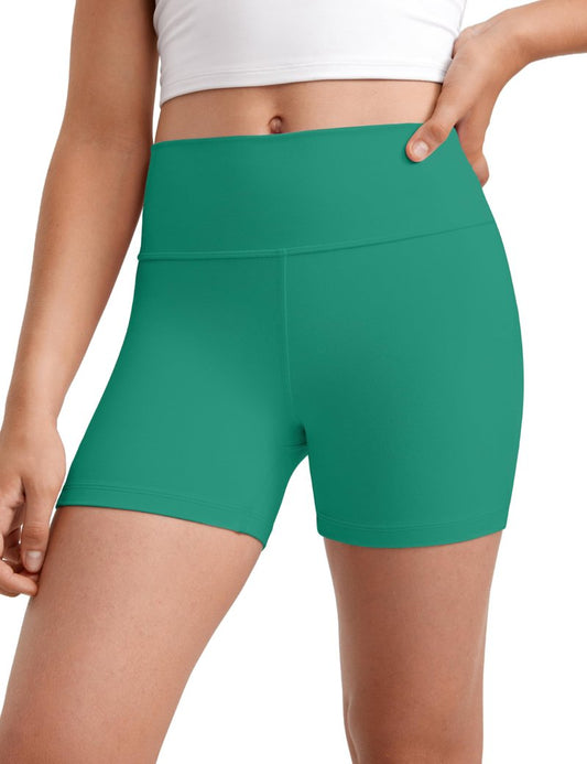 CRZ YOGA Girls Butterluxe High Waist Athletic Biker Shorts - Dance Yoga Casual Kids Teen Summer Cascadia Green Medium