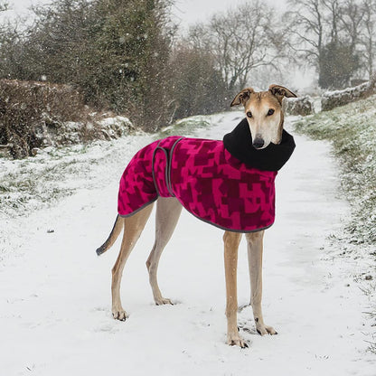 Winter Fleece Jumper for Whippet Greyhound Warm Fleece Lining and Adjustable Bands Pink