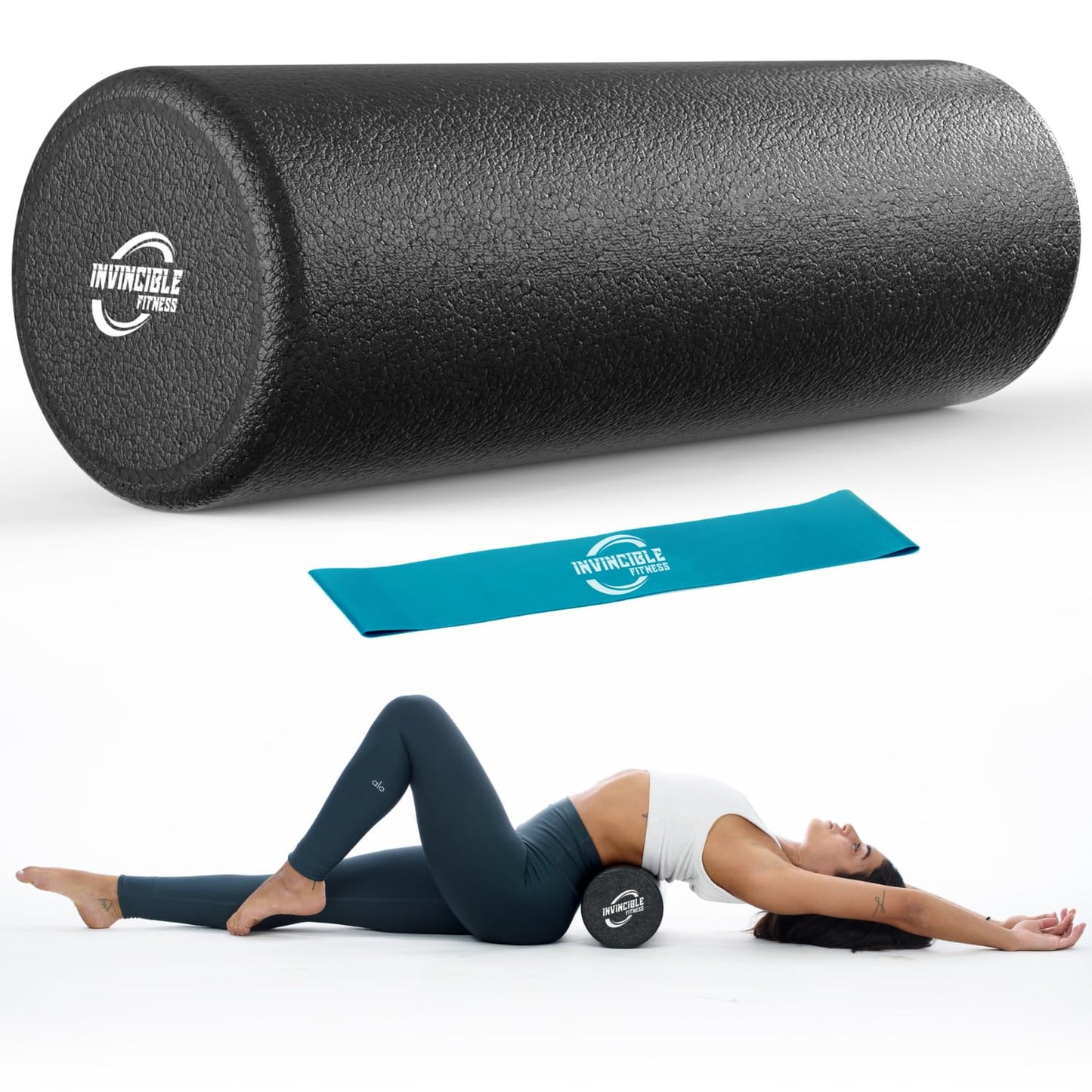 Invincible Fitness EPP Foam Roller for Deep Tissue Massage – Enhance Recovery, Relieve Pain, and Boost Mobility for a Stronger, Healthier You (Black)