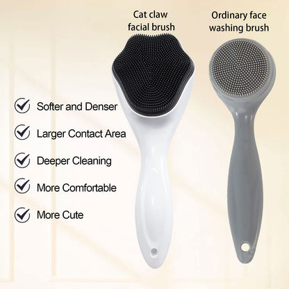 2 Pack Silicone Face Scrubber Exfoliating Brush, Manual Handheld Facial Cleansing Brush Blackhead Scrubber, Soft Bristles Waterproof for Face Skincare (Round-Pink)