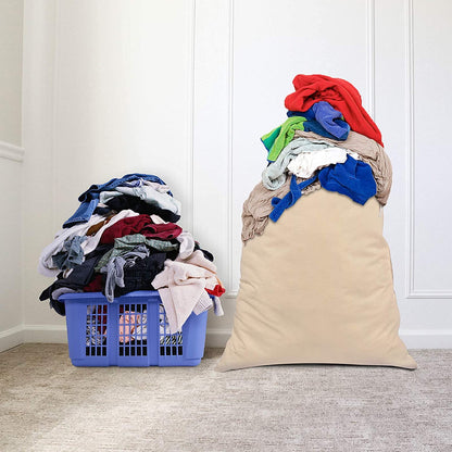 Sweet Needle Pack of 2 Heavy Duty Extra Large Laundry Storage Shopping Bags, 71x91 CM (28x36 IN) 75L - 100% Cotton, Highly durable, Draw-cord with cord-lock, Machine Wash and reusable Travel Bag